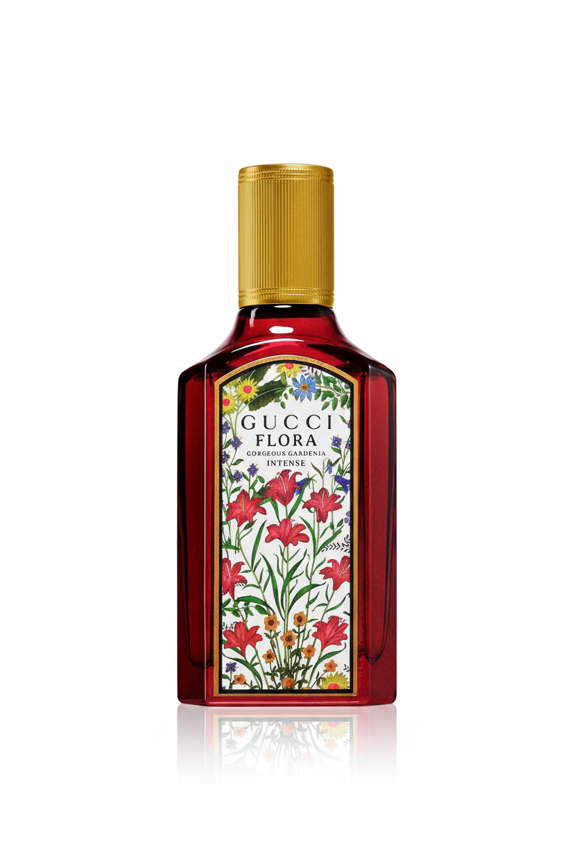 Gucci Flora Gorgeous Gardenia Intense on white background