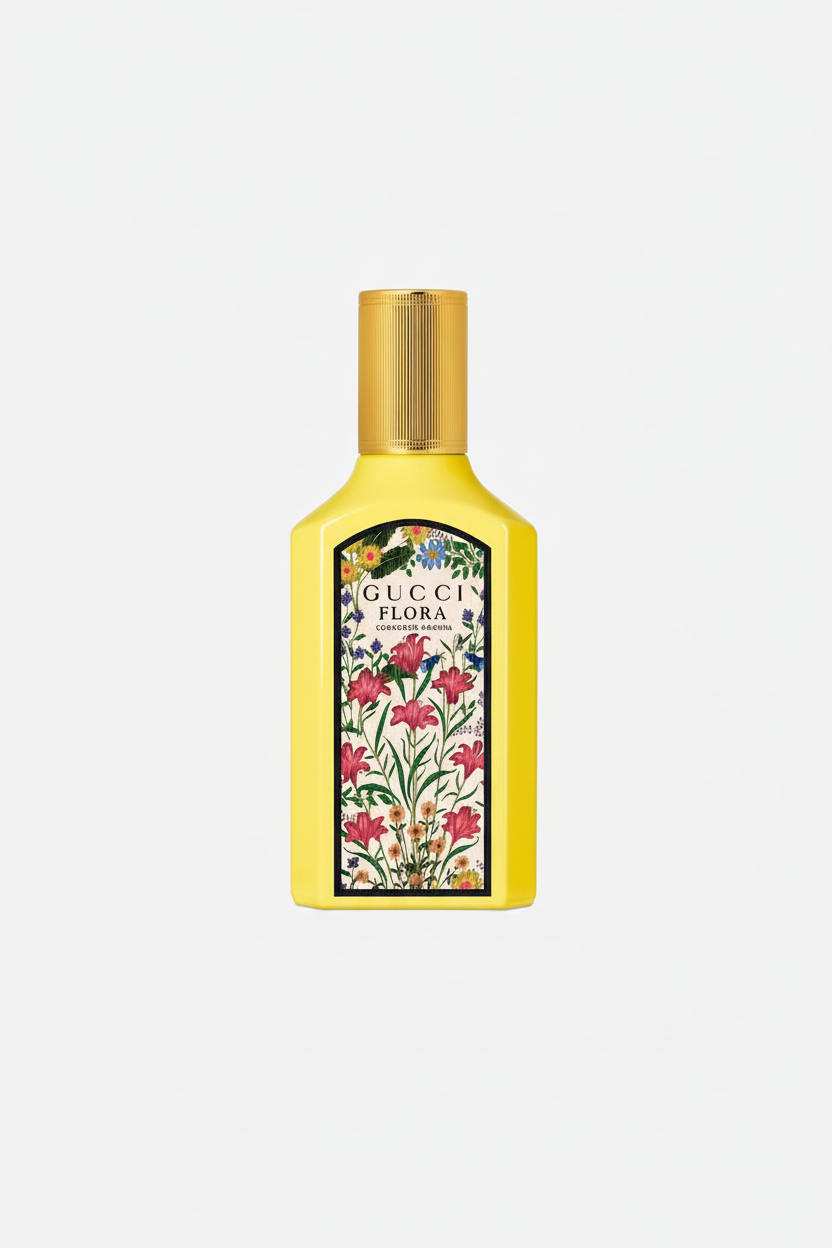 Gucci Flora Gorgeous Gardenia on white background
